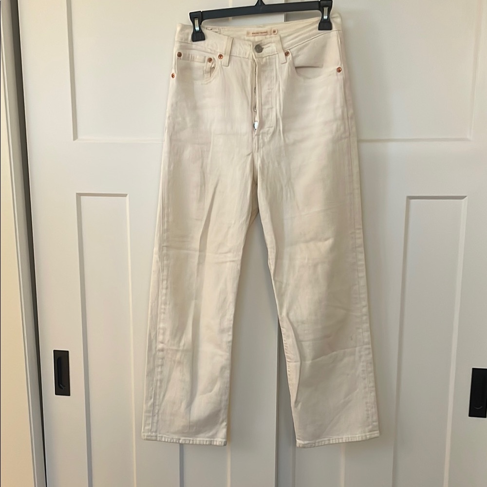 Levi's White Ribcage Straight Jeans